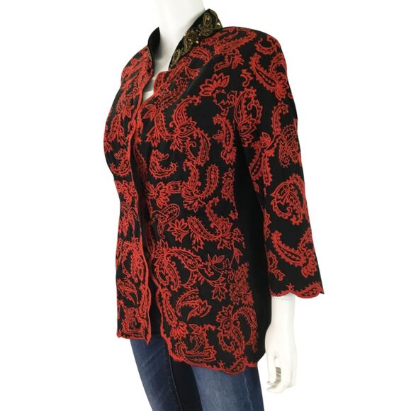 Chico's Jacket Paisley Embroidery Beaded Sequin Size S Petite Coachella Festival - Picture 7 of 16